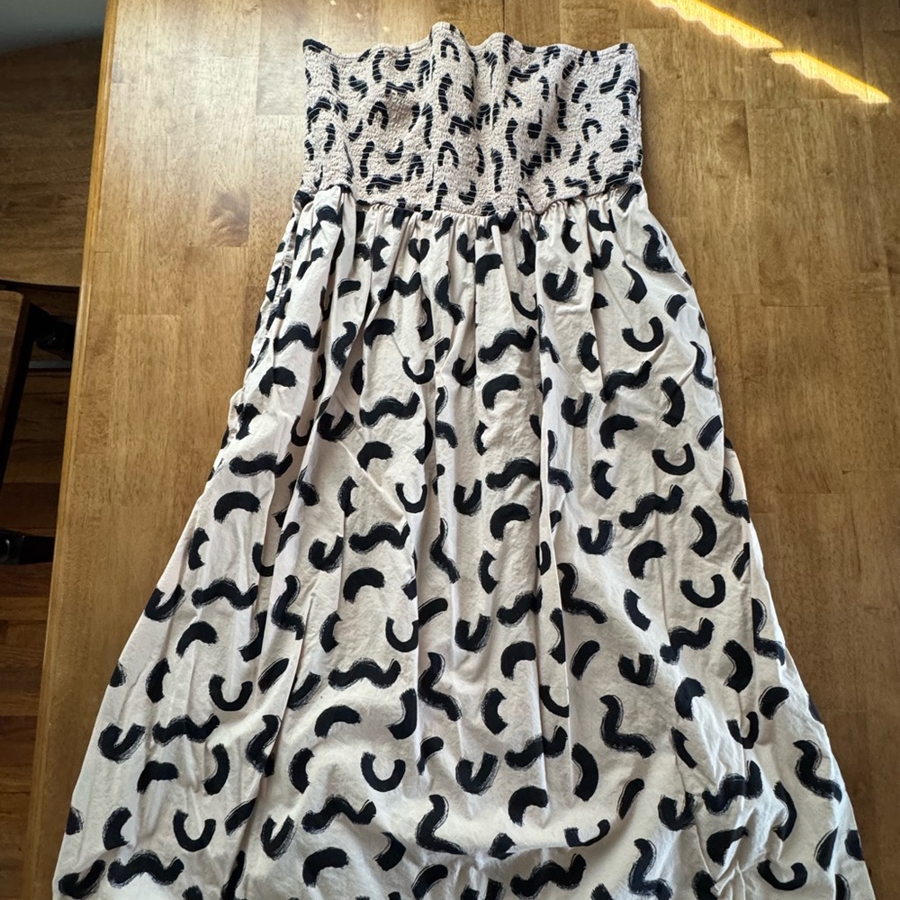Black and Tan Strapless Dress